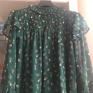 ZARA sheer ruffled floral top